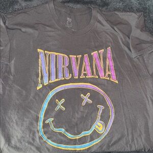 NIRVANA Black Tee with Multicolor Logo